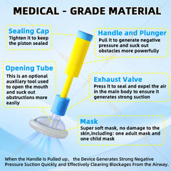 Choking Rescue Device Home Kit & Travel Kit - Anti Choking Device for Kids and Adults, Portable Airway Suction Device, Choking First Aid Device